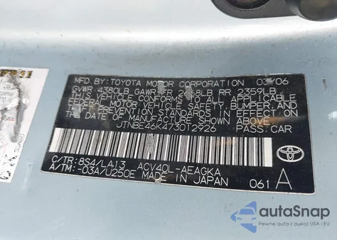 2007 Toyota Camry Xle from USA, damaged, VIN JTNBE46K473012926